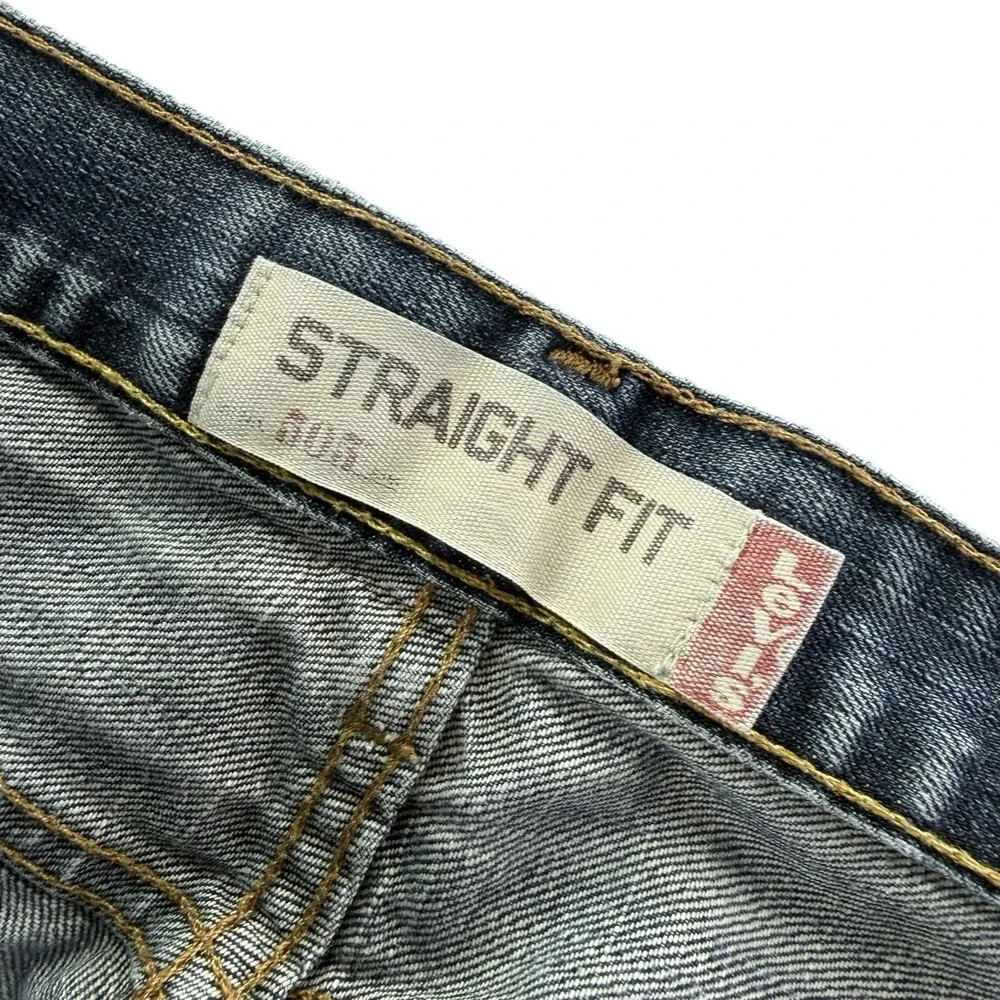 Y2K Levi's 505 Straight Fit Jeans Men's 36x30 Blue Distressed Faded Denim